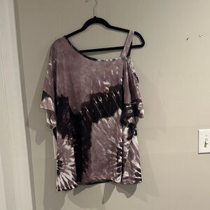 SHEIN Black and Purple Tie-Dye Blouse